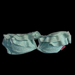 Xhilaration Bandeau Ruffled Bikini Top Mint Green White Medium
